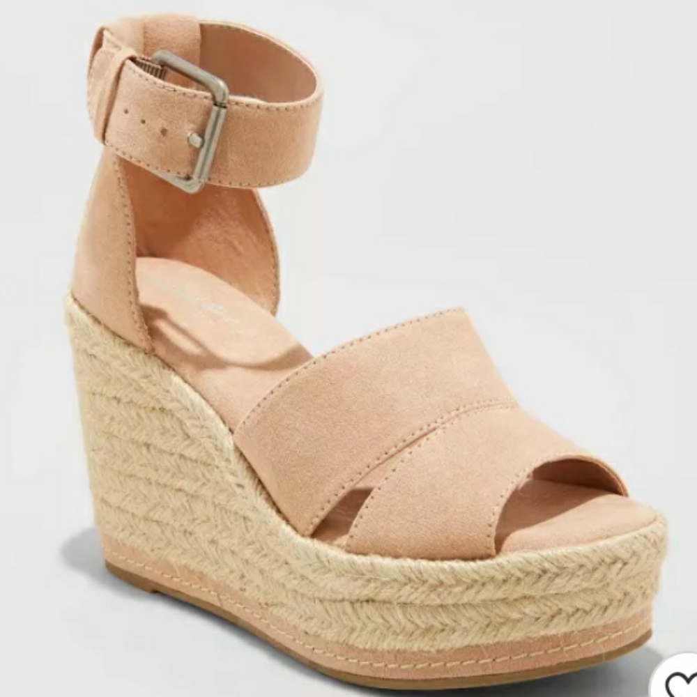 Open Toe Ankle Strap Espadrilles Wedges - Picture 1 of 8